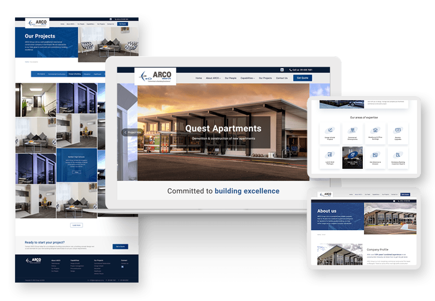 Unasder created the website for construction company ARCO to present their services